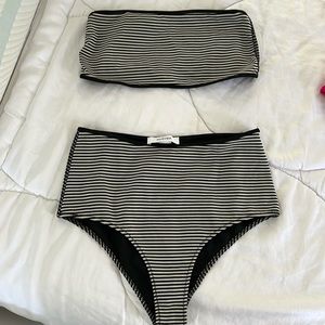 Marysia Black and Tan Tarpum Bay Striped Top & Bottom